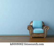 blue interior with couch