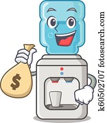 con, bolsa dinero, caricatura, riegue más fresco, para, oficina, y, hogar