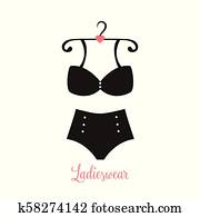femmes, mode, logo, conception, gabarit, lingerie, emblème