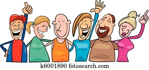 gruppe, av, glad, folk