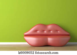 inneneinrichtung, lippen, geformt, couch