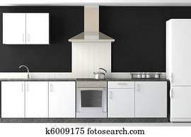 interior design of modern black kitchen