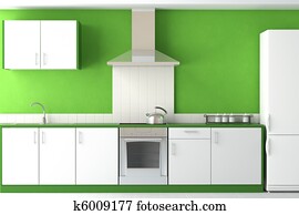 interior design of modern green kitchen