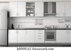 interior design of modern white kitchen