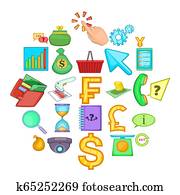 vytvoriť, icons, set, kreslený film, oslovovať