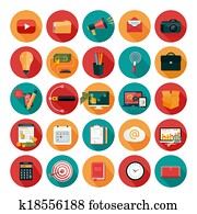 Web design objects, business, office and marketing items icons. Web design objects, business, office and marketing items icons.