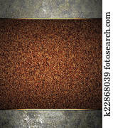 Grunge brown background with an iron plate