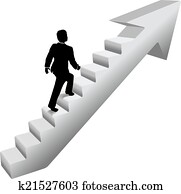 homem negócio, escalar, escadas, sucesso