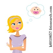 kvinna, drömma ungefär, graviditet, /, baby, kvinna