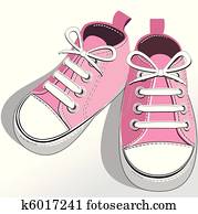 niños, rosa, zapatos