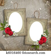 Old decorative frame with flowers and pearls