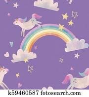 Watercolor unicorn rainbow pattern Watercolor unicorn rainbow pattern
