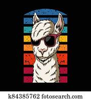 לאמה, משקפיים, סיגנון, וקטור, דוגמה