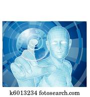 עתיד, איש, גלובוס, מבחר, מושג