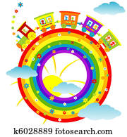 Abstract rainbow with toy train Abstract rainbow with toy train