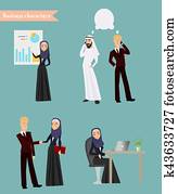 araber, geschäftsmenschen, versammlung