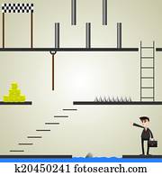 cartoon businessman in mission game cartoon businessman in mission game
