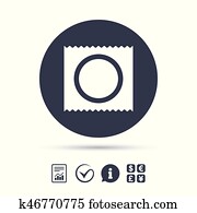 Condom in package safe sex sign icon. Safe love.