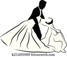 novia y novio, silueta