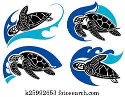 Sea turtle .Summer symbols Sea turtle .Summer symbols