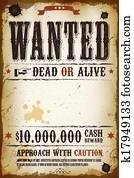 Wanted Vintage Western Poster Wanted Vintage Western Poster
