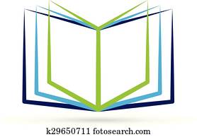 abierto, estilizado, libro, logotipo
