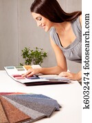 Designer with Carpet Samples Designer with Carpet Samples