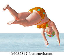 Fat swimmer jumps into the water Fat swimmer jumps into the water