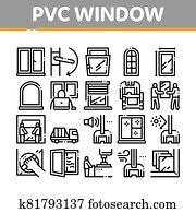 pvc fenêtre cadres collection icônes set vector pvc fenêtre cadres collection icônes set vector