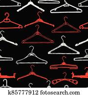 Seamless pattern of various drawn hangers for clothing Seamless pattern of various drawn hangers for clothing