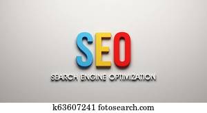 SEO Color web banner. 3D Render Illustration SEO Color web banner. 3D Render Illustration