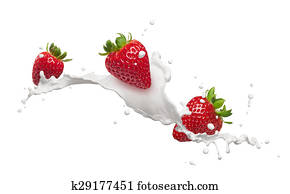 strawberries with milk splash strawberries with milk splash