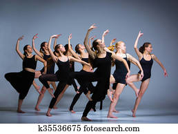 The group of modern ballet dancers The group of modern ballet dancers