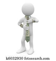 um, executivo, com, um dólar, laço