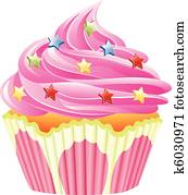 vector pink cupcake with sprinkles vector pink cupcake with sprinkles