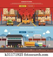 Warehouse Horizontal Banner Set Warehouse Horizontal Banner Set