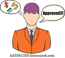 Approval for a loan icon cartoon