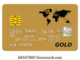Bank gold card mock up isolated on white.