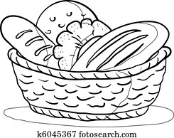 bread, in, a, basket,, kontur bread, in, a, basket,, kontur
