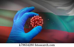 COVID-19 vaccine medical concept with flag of Bulgaria. Pandemic 3D illustration. COVID-19 vaccine medical concept with flag of Bulgaria. Pandemic 3D illustration.