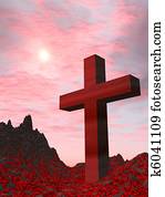 Cross from a red stone Cross from a red stone