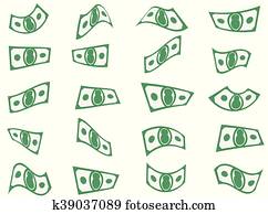 Falling Paper Money Cash Shapes