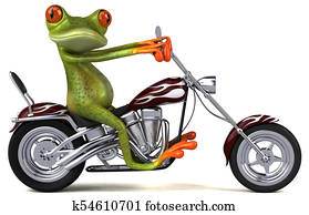Fun frog on a motorcycle - 3D Illustration Fun frog on a motorcycle - 3D Illustration