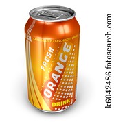 Orange soda drink in metal can Orange soda drink in metal can