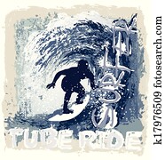 surfen, rohr, reiten surfen, rohr, reiten