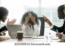 terneergeslagen, zwarte vrouw, leider, lijden, van, geslacht, discriminatio