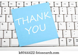 Thank you note on keyboard