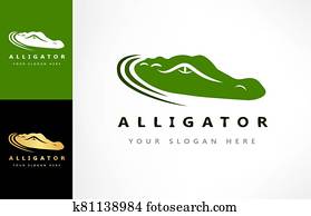 תנין, לוגו, vector., תנין, עצב, illustration.