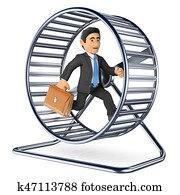 3D Businessman running on a hamster wheel 3D Businessman running on a hamster wheel