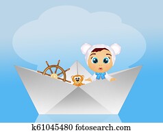 baby on paper boat baby on paper boat